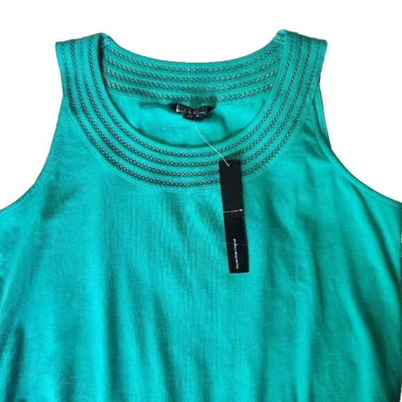 Nicole Miller Original Women's Top Tied Waist Size Medium Green Sleeveless New - Picture 5 of 10